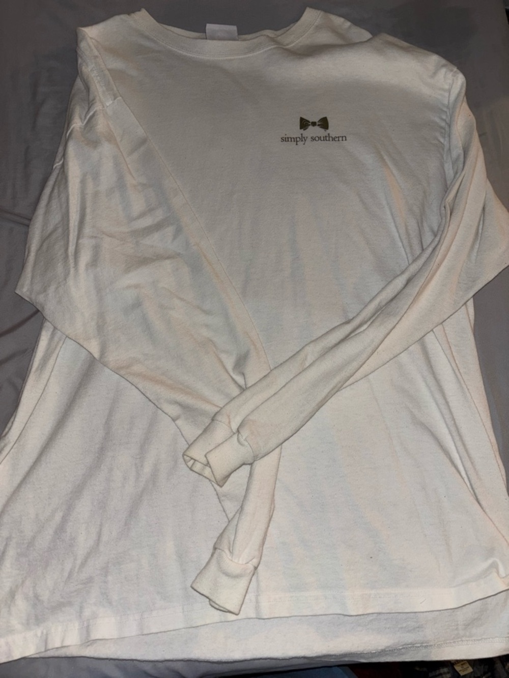 Simply Southern Cream Long Sleeve Shirt with Bow Logo